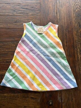 The Beaufort Bonnet Company Pastel Rainbow Stripe Sleeveless Dress